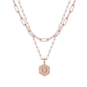 Rose Gold Monogram Initial Layered Necklaces